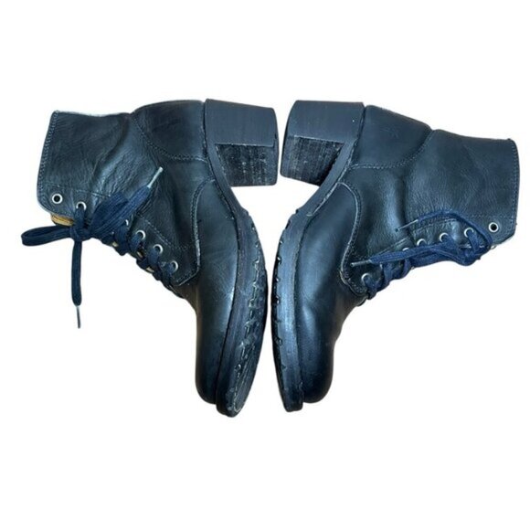 FRYE Sabrina Lace Up Leather Combat Boots, Black, 8 M - Picture 5 of 9